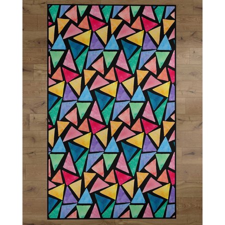 DEERLUX Colorful Kids Room Area Rug with Nonslip Backing, Multi Triangle Pattern, 3 x 5 Ft Extra Small QI003761.XS